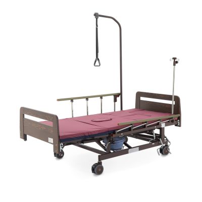 Кровать механическая Med-Mos Е-45А (ММ-5128Н-01/5124Д-01) с боковым переворачиванием, туалетным устройством и функцией «кардиокресло»