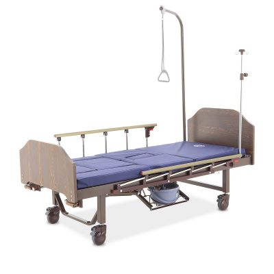 Кровать механическая Med-Mos YG-6 (ММ-2124Н-12) ЛДСП с туалетным устройством и судном с крышкой, функцией «кардиокресло», в комплекте с матрасом