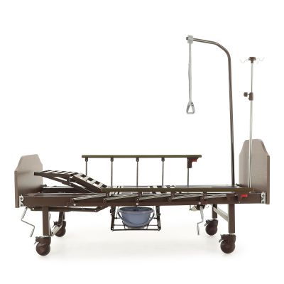 Кровать механическая Med-Mos YG-5 (ММ-5624Н-02) ЛДСП с боковым переворачиванием, туалетным устройством и судном с крышкой, функцией «кардиокресло»