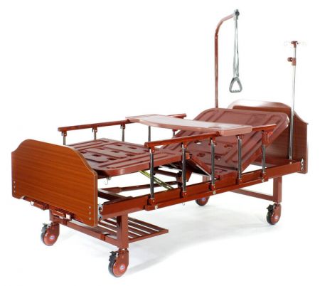 Медицинская кровать Med-Mos Е-8 MM-118ПЛН (2 функции) ЛДСП с полкой и обеденным столиком