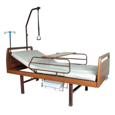 Медицинская кровать MM-42 (3 функции), с туалетным устройством, ЛДСП под дерево