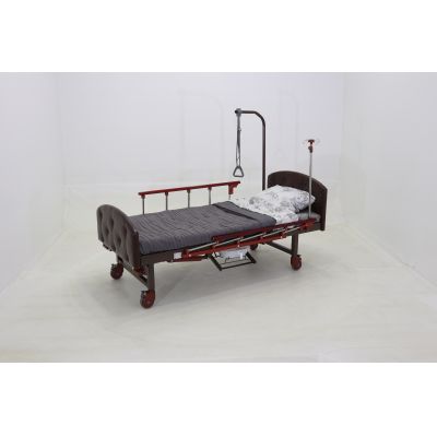 Кровать механическая Med-Mos YG-6 (MM-2124Н-11) ,темный премиум с туалетным устройством и функцией «кардиокресло»