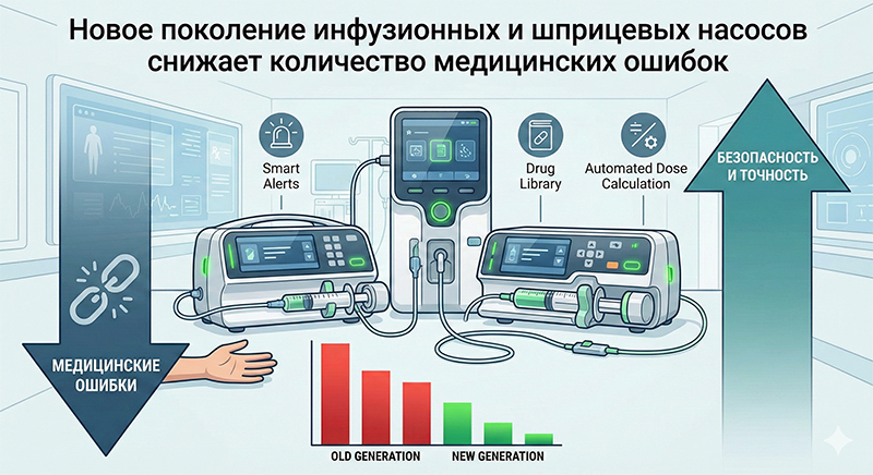 Новое поколение инфузионных и шприцевых насосов снижает количество медицинских ошибок